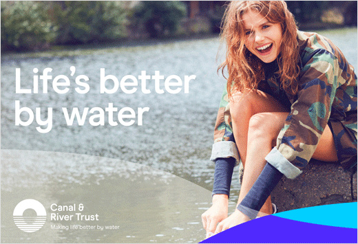 Canal＆River水利設施管理機構品牌形象設計logo設計，橋梁與水波紋結合的圖形