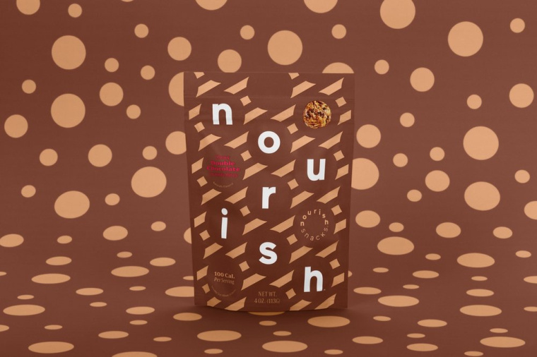 Nourish健康零食食品品牌包裝設計，色彩斑斕的條紋色塊來傳遞樂趣