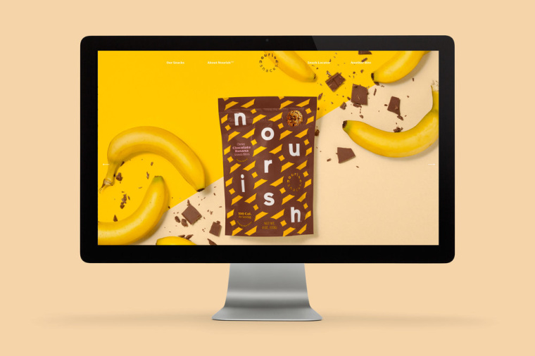 Nourish健康零食食品品牌包裝設計，色彩斑斕的條紋色塊來傳遞樂趣