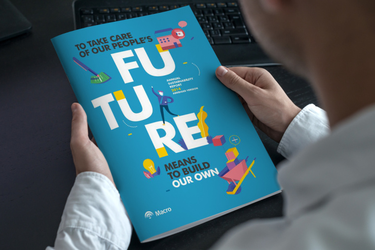 Macro銀行宣傳冊設(shè)計欣賞，時尚扁平插畫風(fēng)格