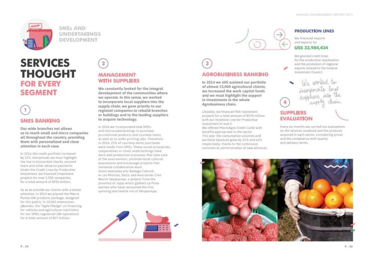 Macro銀行宣傳冊設(shè)計欣賞，時尚扁平插畫風(fēng)格