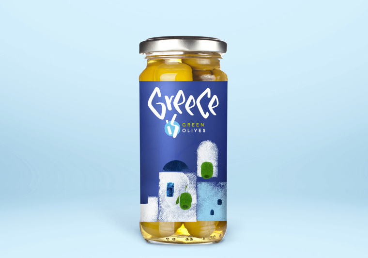 罐頭包裝：一個美麗的希臘地方特產食品包裝設計概念：送你去希臘的陽光島