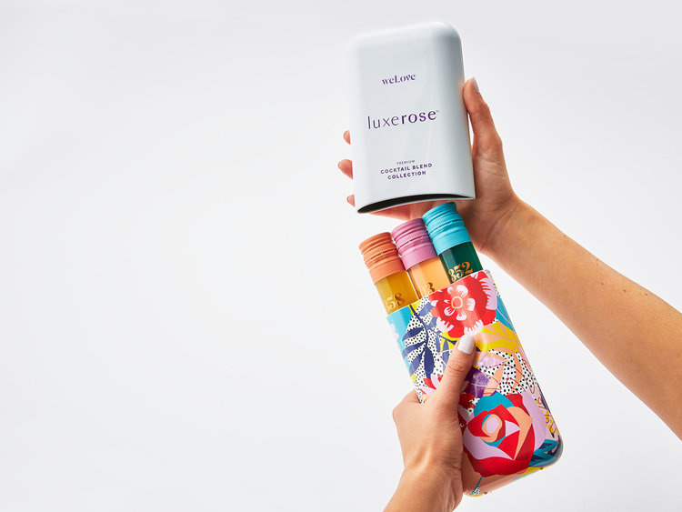 鮮艷、繽紛、有趣的Luxerose雞尾酒包裝設計插畫設計
