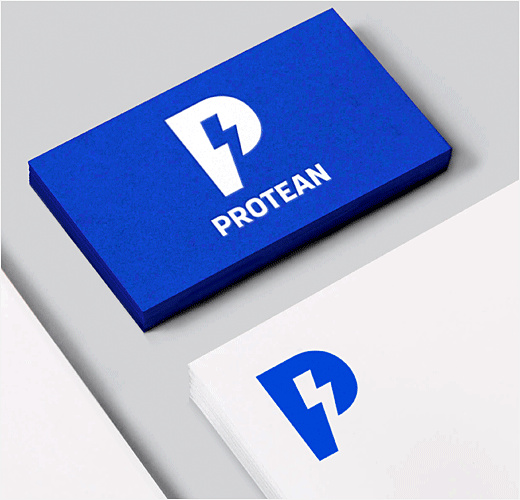 電動汽車技術公司Protean 企業logo設計，閃電字母P
