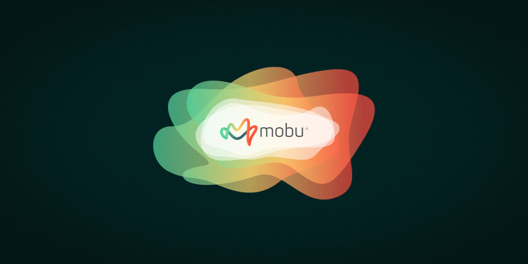 Mobu手機(jī)與移動配件零售連鎖店品牌logo設(shè)計(jì),動感的漸變色線條M字母logo