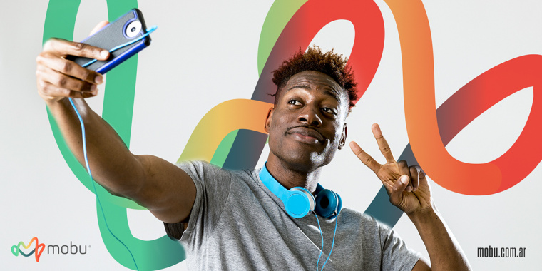 Mobu手機(jī)與移動配件零售連鎖店品牌logo設(shè)計(jì),動感的漸變色線條M字母logo