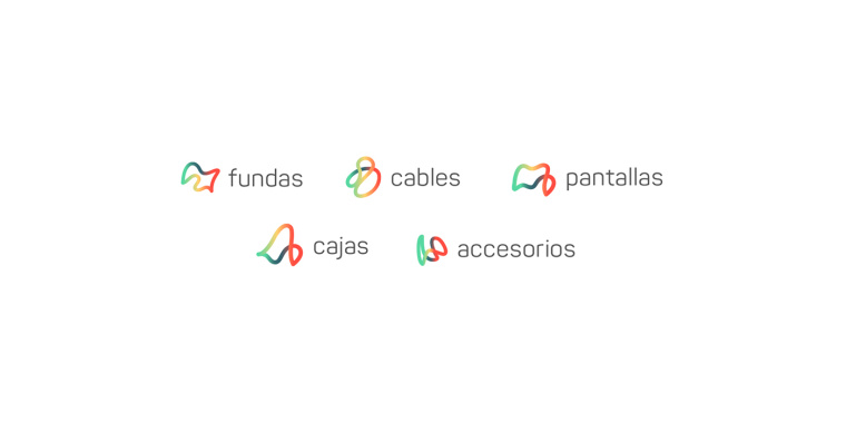 Mobu手機(jī)與移動配件零售連鎖店品牌logo設(shè)計(jì),動感的漸變色線條M字母logo
