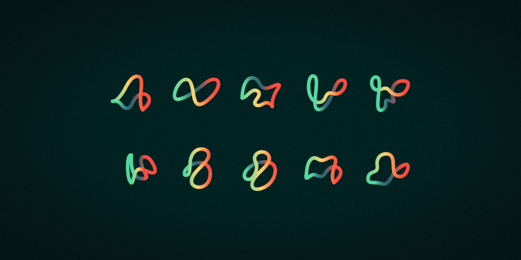 Mobu手機(jī)與移動配件零售連鎖店品牌logo設(shè)計(jì),動感的漸變色線條M字母logo