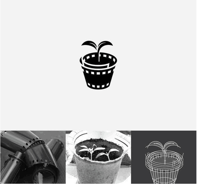logo設(shè)計(jì)過(guò)程圖示揭示logo設(shè)計(jì)靈感-植物電影l(fā)ogo設(shè)計(jì)
