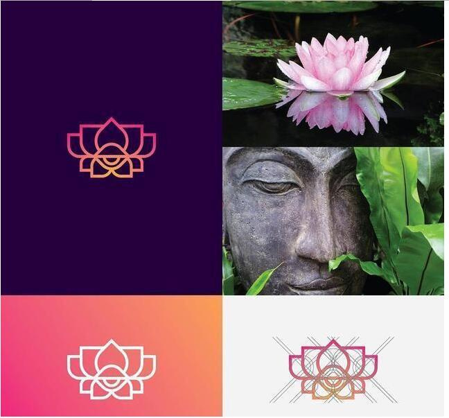 logo設(shè)計(jì)過(guò)程圖示揭示logo設(shè)計(jì)靈感-花卉+佛祖 logo設(shè)計(jì)靈感