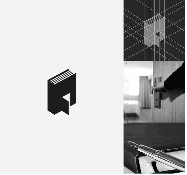 logo設(shè)計(jì)過(guò)程圖示揭示logo設(shè)計(jì)靈感-書(shū)+門(mén)logo設(shè)計(jì)靈感