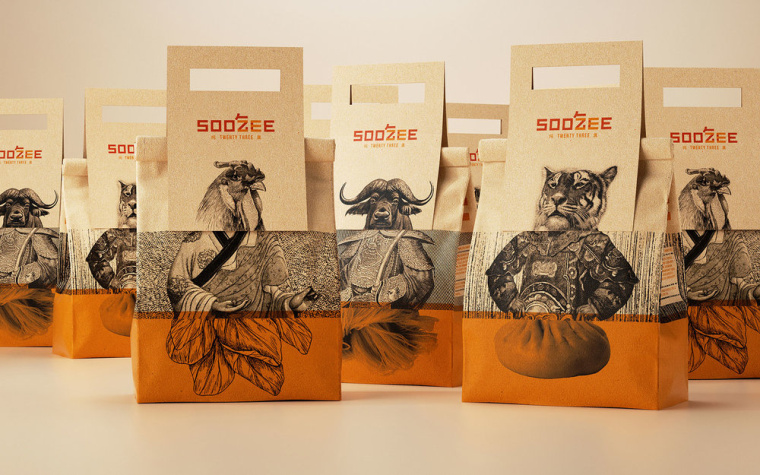 Soo Zee 23肉面湯餐廳拼貼風格餐飲品牌形象設計與外賣包裝設計