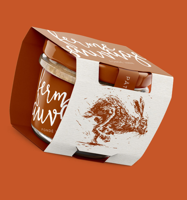 法式Paté肉醬包裝設計，運用生動的兔子插畫設計