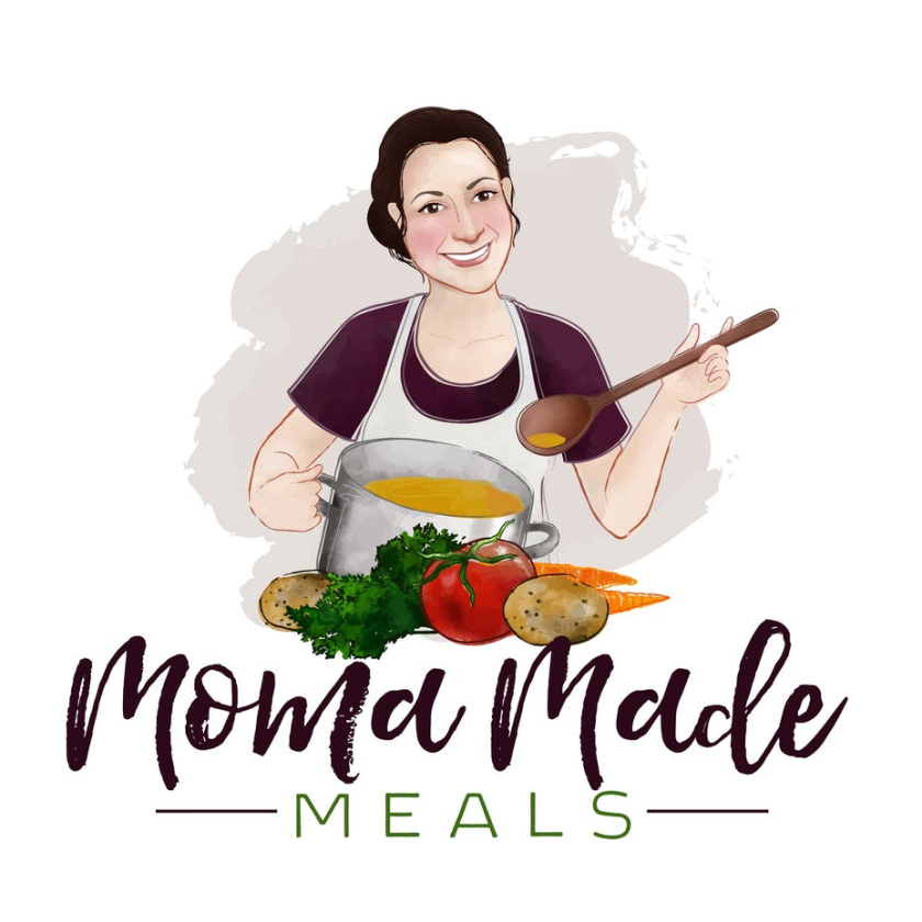 服務杓子蔬菜湯婦女食物食品水彩標志設計