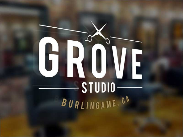 Grove Studio 美發沙龍創意標志設計