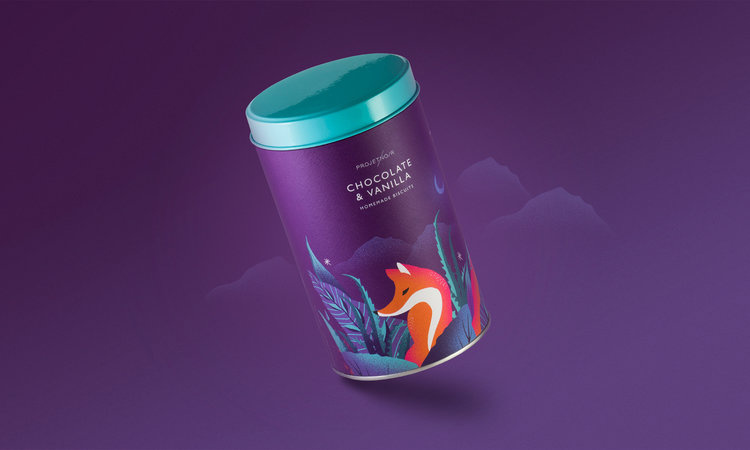 Noir 罐裝餅干禮盒包裝設(shè)計(jì),非常美麗的藝術(shù)插畫(huà)（狐貍）