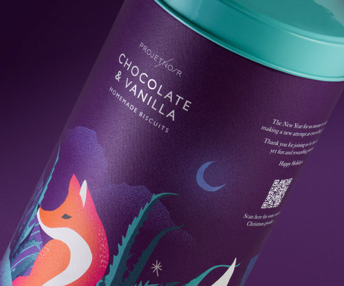 Noir 罐裝餅干禮盒包裝設(shè)計(jì),非常美麗的藝術(shù)插畫(huà)（狐貍）