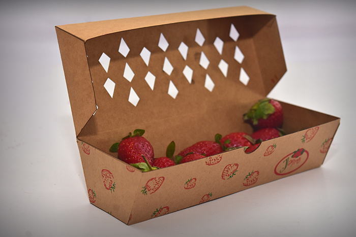 Jagpg草莓包裝設計，利于通風的菱形棋盤格鏤空孔洞盒型設計