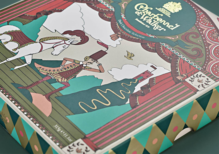 Charbonnel圣誕節巧克力禮品包裝設計，設計靈感來自芭蕾舞劇院與童話故事