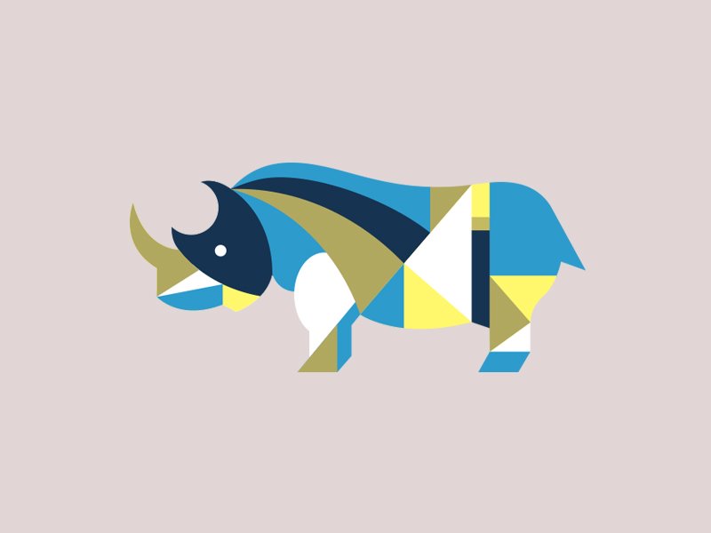 完美配色和創意造型的logo設計-犀牛徽標