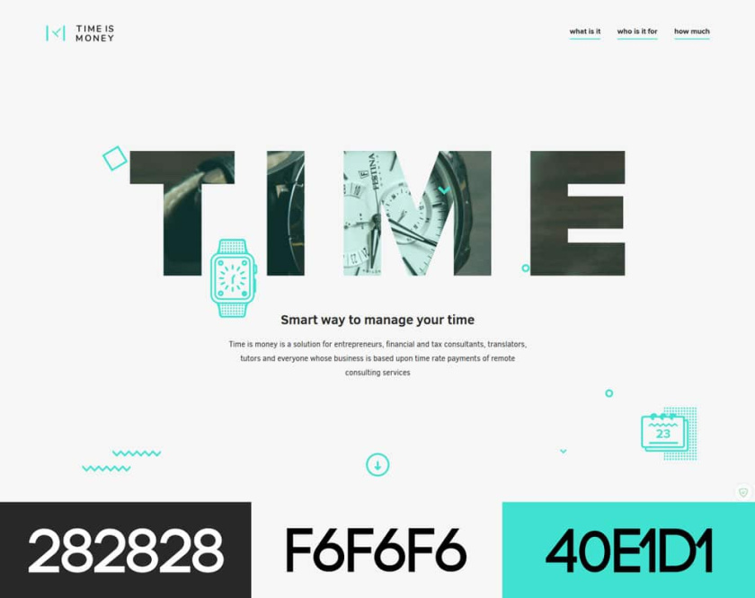 具有配色方案的現(xiàn)代網(wǎng)頁(yè)設(shè)計(jì)-時(shí)間就是金錢(qián)