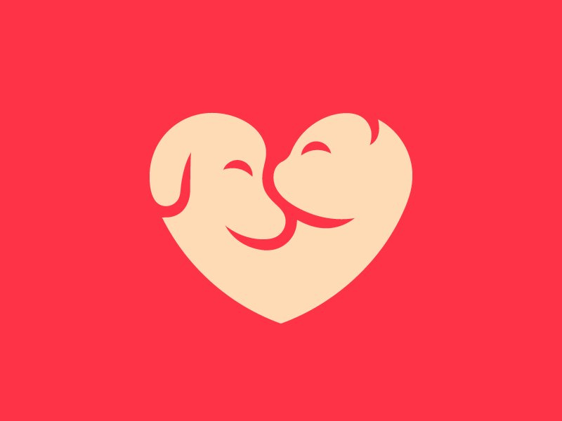 完美配色和創意造型的logo設計-狗和貓愛標志