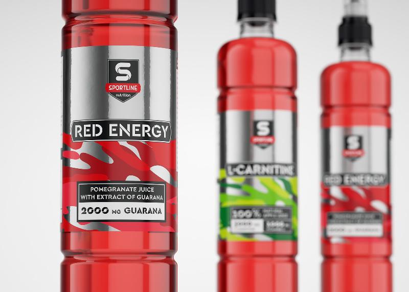 Sportline運動營養補充劑包裝設計，金屬風+多彩色，展現運動活力
