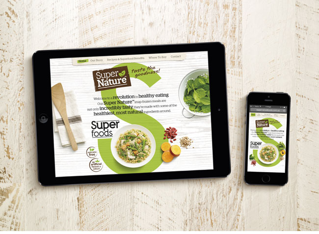 Vesco Foods 冷凍菜肴食品包裝設計網站設計，以健康食材為賣點，以S字母增加識別