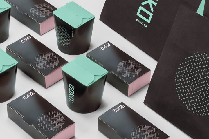 外賣送餐品牌Boko品牌vi設(shè)計(jì)網(wǎng)站設(shè)計(jì)，幾何線條排列組合設(shè)計(jì)