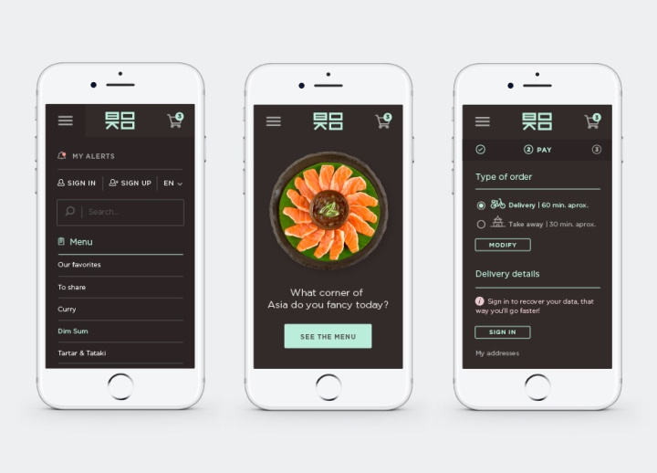 外賣送餐品牌Boko品牌網(wǎng)站設(shè)計(jì)，幾何線條排列組合設(shè)計(jì)