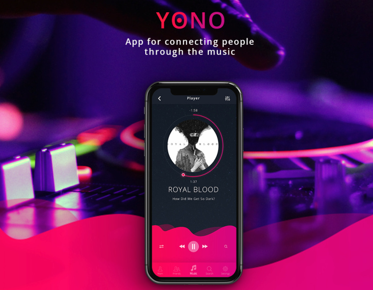YONO.MP3音樂app程序界面UI設(shè)計，充滿了動感、時尚與酷的味道