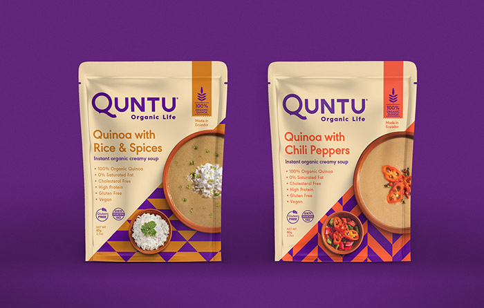 Quntu 有機生活零食甜點即食食品包裝設計，靈感源自拉丁美洲的幾何圖案