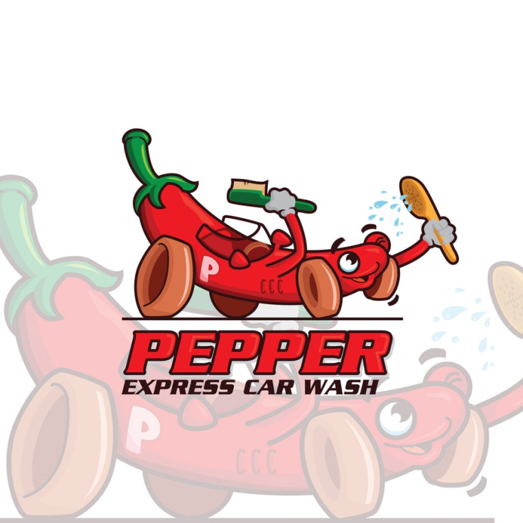 Pepper Express Car Wash的這個(gè)標(biāo)志logo設(shè)計(jì)很響亮