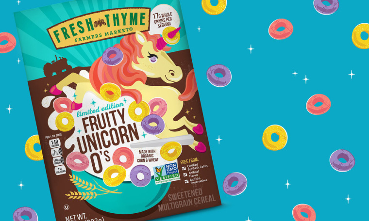 Fresh Thyme 兒童與成人谷物系列有機(jī)食品包裝設(shè)計，大膽醒目的插畫