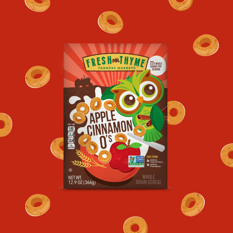 Fresh Thyme 兒童與成人谷物系列有機(jī)食品包裝設(shè)計，大膽醒目的插畫