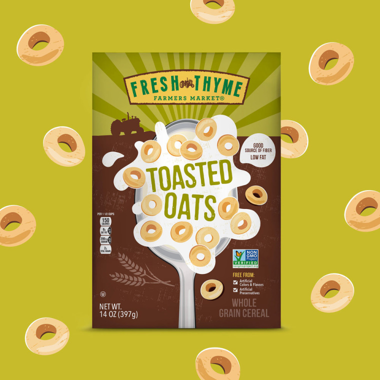 Fresh Thyme 兒童與成人谷物系列有機(jī)食品包裝設(shè)計，大膽醒目的插畫