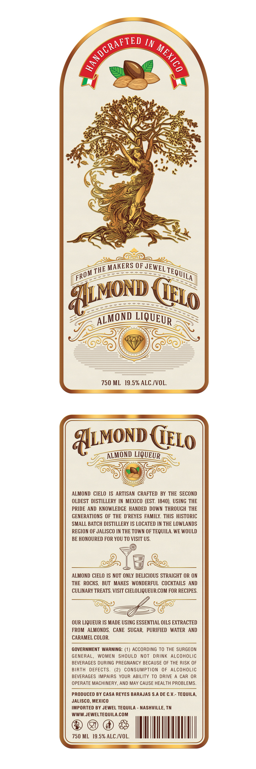 平面設計中的超現實主義-超現實包裝設計-地球樹的女人，BDV的杏仁利口酒飲料標簽