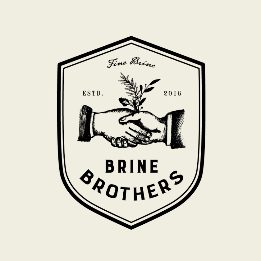 復古徽章徽標logo設計-握手Brine Brothers 徽標logo