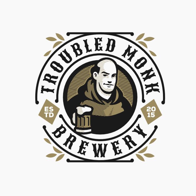 現代徽標logo設計-和尚與啤酒徽標logo