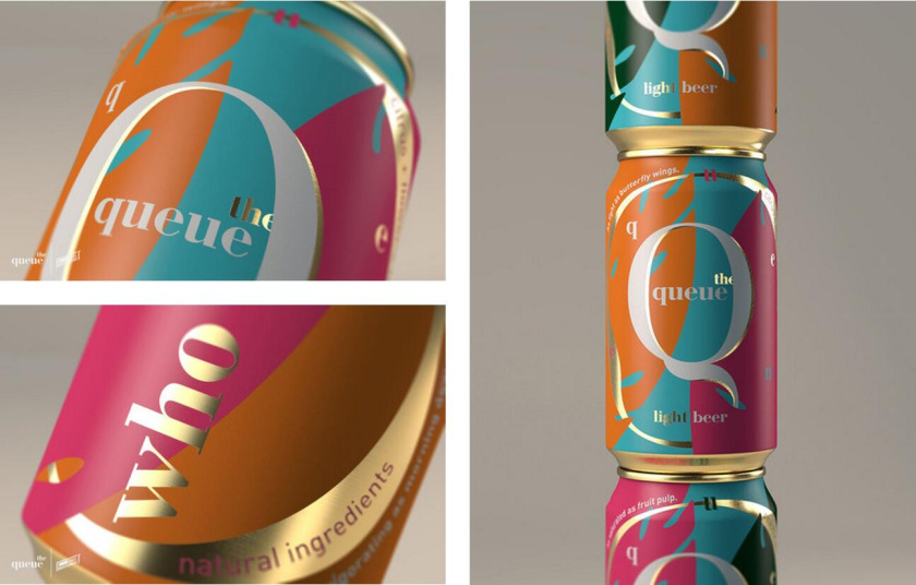 比利時(shí)啤酒包裝設(shè)計(jì)，大寫字母Q貫穿所有包裝