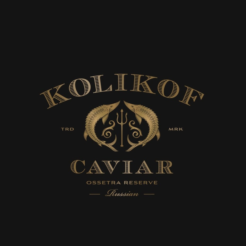 豪華黃金logo設計-Kolikof魚子醬徽標logo設計