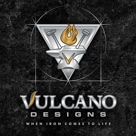 堅固和堅韌的重金屬logo設計-Vulcano設計logo“圓形與三角”