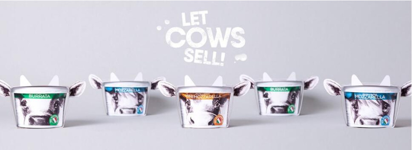 Fratelli Spirini酸奶奶酪包裝設(shè)計，牛耳朵造型增加了產(chǎn)品識別性