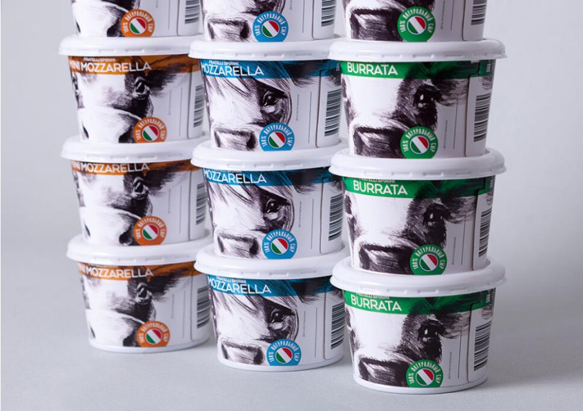 Fratelli Spirini酸奶奶酪包裝設(shè)計，牛耳朵造型增加了產(chǎn)品識別性