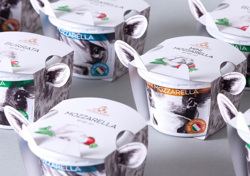 Fratelli Spirini酸奶奶酪包裝設(shè)計，牛耳朵造型增加了產(chǎn)品識別性