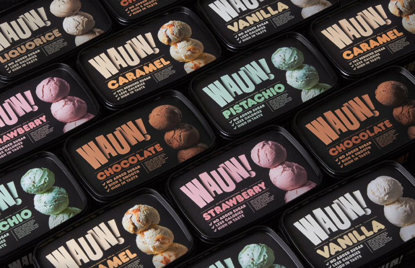 Wauw冰淇淋品牌新logo設計和包裝設計，源自第一勺的味蕾驚喜感覺