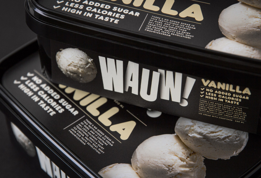 Wauw冰淇淋品牌新logo設計和包裝設計，源自第一勺的味蕾驚喜感覺