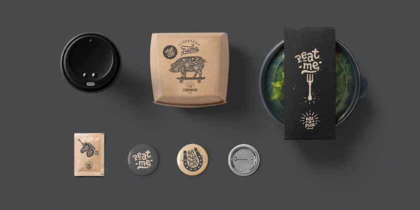 Решение 俄羅斯面餅餐廳餐飲品牌形象vi設計“獨角獸與動物”插畫風