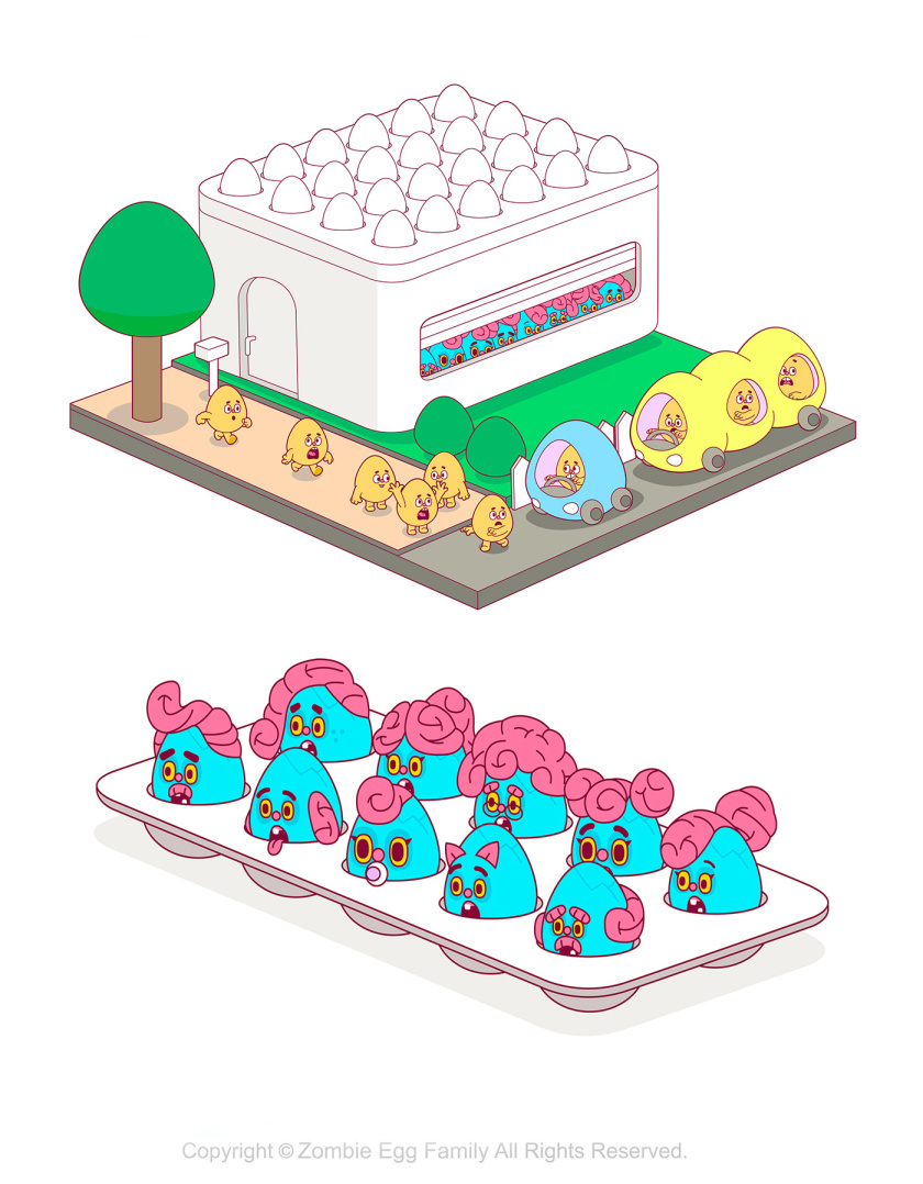 僵尸蛋家族雞蛋3D人物吉祥物設(shè)計-表情包設(shè)計