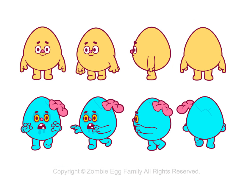 僵尸蛋家族雞蛋3D人物吉祥物設(shè)計-表情包設(shè)計